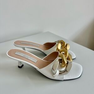 Stella McCartney White and Gold Chain Heels